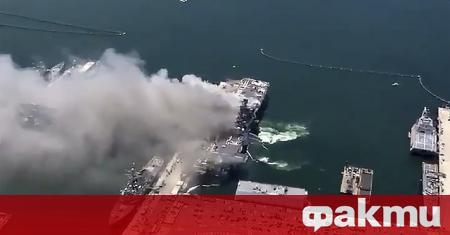 Най малко 21 души пострадаха при пожар на американски десантен кораб