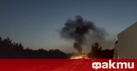 Автомобил горя на 68 км от АМ Тракия в посока