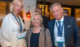 Hillary Clinton arrives in Sofia for a meeting of the Clinton Global Initiative 