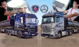 Mercedes-Benz Actros срещу Scania R500 (ВИДЕО)