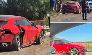 Red Ferrari crashed into a guardrail on the Varna-Burgas road