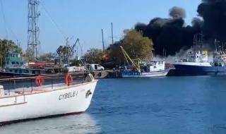 Голям пожар на пристанището в Несебър (ВИДЕО)