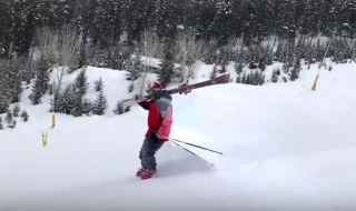 Спускане без ските? Фасулска работа! (Видео)