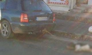 Мъж влачи куче с колата си в Бузовград