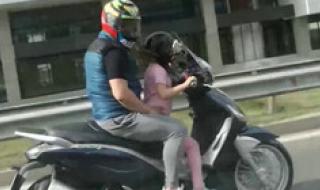 Мъж вози дете на скутер на Околовръстното (ВИДЕО)