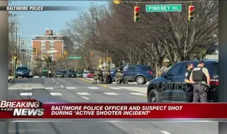 Въоръжен мъж бе убит при сигнал за обир в Балтимор, в инцидента е ранен полицай ВИДЕО