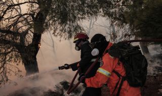 Гръцките огнеборци подновиха усилията си за овладяване на бушуващите пожари