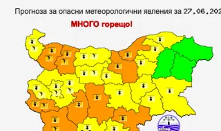 Времето днес, прогноза за петък, 27 юни: Остава горещо, оранжев или жълт код в почти цяла България