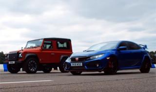 Honda Civic Type R против Land Rover Defender Works V8