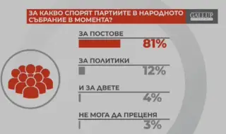 Referendum: 81% of Bulgarians believe that disputes in the parliament are fought over posts 