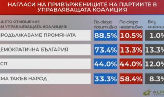 "Алфа рисърч": Само 1/3 от симпатизантите на "Има такъв народ" одобряват коалицията