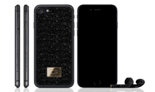 iPhone 7, обсипан с черни диаманти