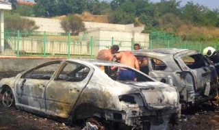 Автомобил с газова уредба се запали (Снимки)
