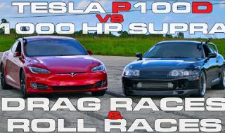 Tesla P100D срещу Supra с 1000 коня (ВИДЕО)