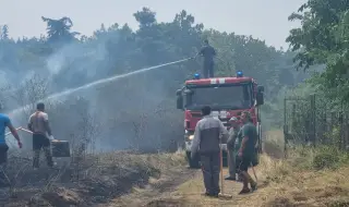 Пожар гори на метри от къщите в село Гара Елин Пелин