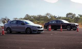 Хибридно BMW 7er срещу тунингована Skoda Octavia RS (ВИДЕО)