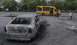 Russian drone hits passenger bus in Kherson, 10 injured 