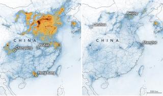 Снимки от Космоса разкриват драстично спадане на замърсяването над Китай заради коронавируса