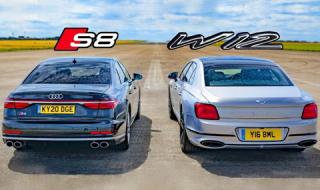 Audi S8 срещу Bentley Flying Spur (ВИДЕО)