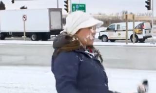 Снежна топка в лицето на репортера (ВИДЕО)