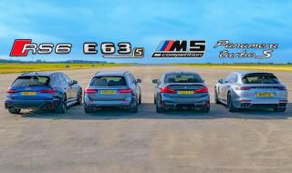 Най-наточените комбита Audi RS6, Mercedes-AMG E 63S, и Panamera Turbo S против BMW M5