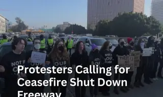 Магистрала в Лос Анджелис беше затворена от протестиращи, призоваващи за прекратяване на огъня в Газа ВИДЕО