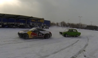 Жигули срещу Nissan 350Z на сняг (ВИДЕО)