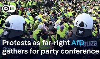 Alternative for Germany congress delegate bites protester VIDEO 