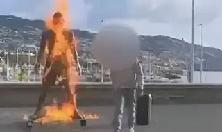 Статуята на Кристиано Роналдо в Мадейра беше подпалена от неизвестен извършител (ВИДЕО)