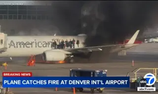 Passenger plane catches fire at Denver airport VIDEO 