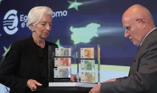 Кристин Лагард и Димитър Радев показаха българските евробанкноти