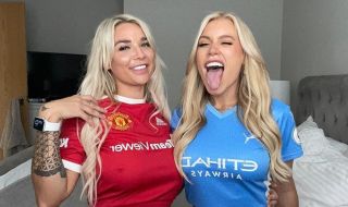 Порнозвезди спречкват бюст в екипи на Манчестър Юнайтед и Манчестър Сити (СНИМКИ)