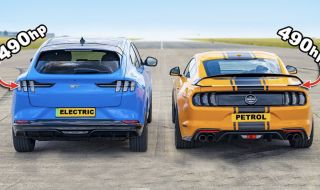 Кой е по-бърз? Бензинов или електрически Mustang (ВИДЕО)