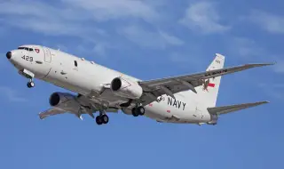 US Navy jet flies over Taiwan Strait