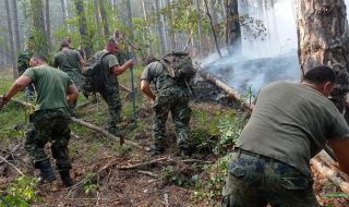 Над 50 души гасят горския пожар в Кирково