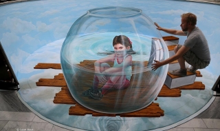 Световноизвестен художник рисува уникална 3-D картина