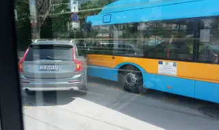 Accident between a car and a trolley in Sofia 