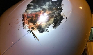 Птица се заби в носа на самолет, вижте щетите