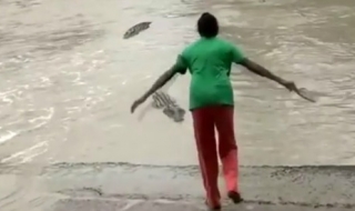 Жена подплаши крокодил с... джапанка (ВИДЕО)