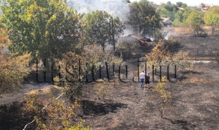 Голям пожар във вилна зона край Хасково