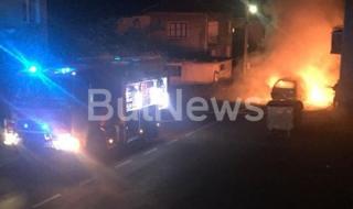 Кола избухна в Згориград, шофьорът едва се спаси