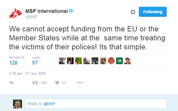Лекари без граници отхвърля даренията на ЕС