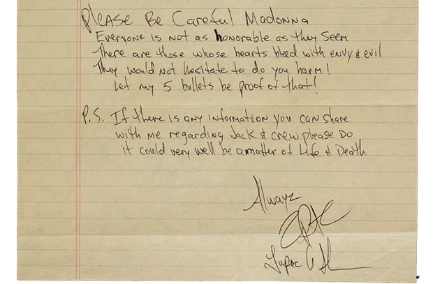 Любовно писмо от Тупак до Мадона отива на търг
