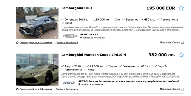 Колко и какви Lamborghini-та се продават у нас?