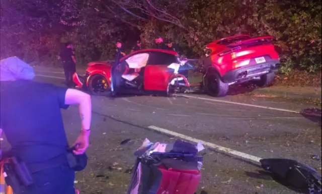 Porsche Cayenne Coupe splits in half in crash 