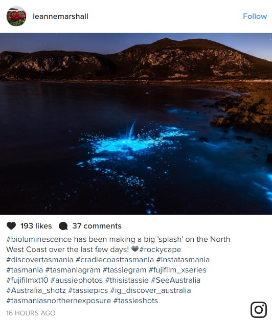 Синьо сияние заслепи жителите на Тасмания