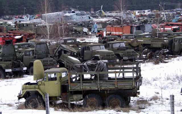 Автомобилите в Чернобил тогава и сега