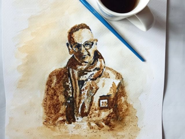 Варненска красавица нарисува Любен Дилов-син с…кафе