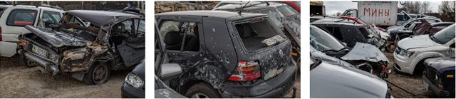 Шокиращи кадри от гробище с разстреляни автомобили в Буча (СНИМКИ)