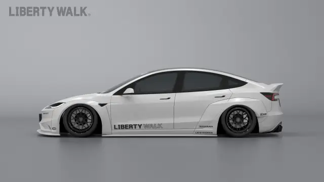 Liberty Walk тунингова Tesla Model 3